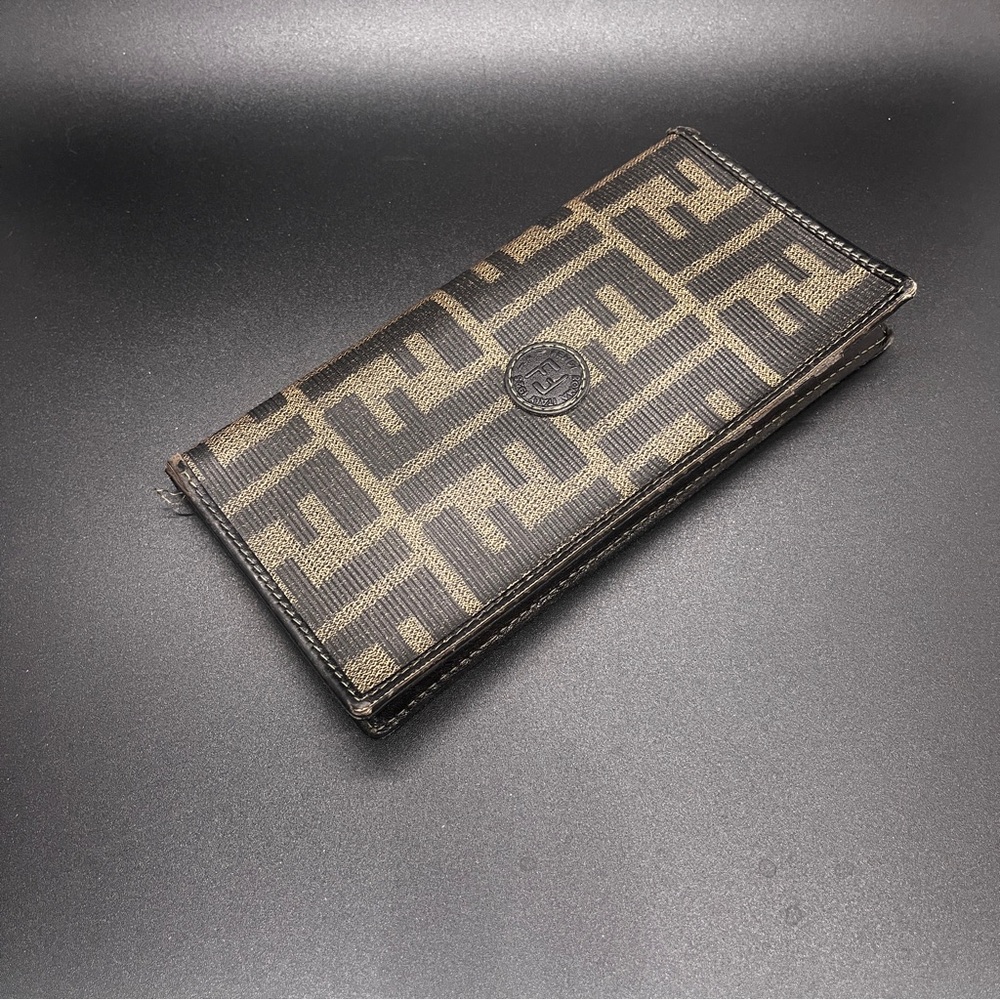 Fendi Black and Brown Wallet with Geometric Pattern